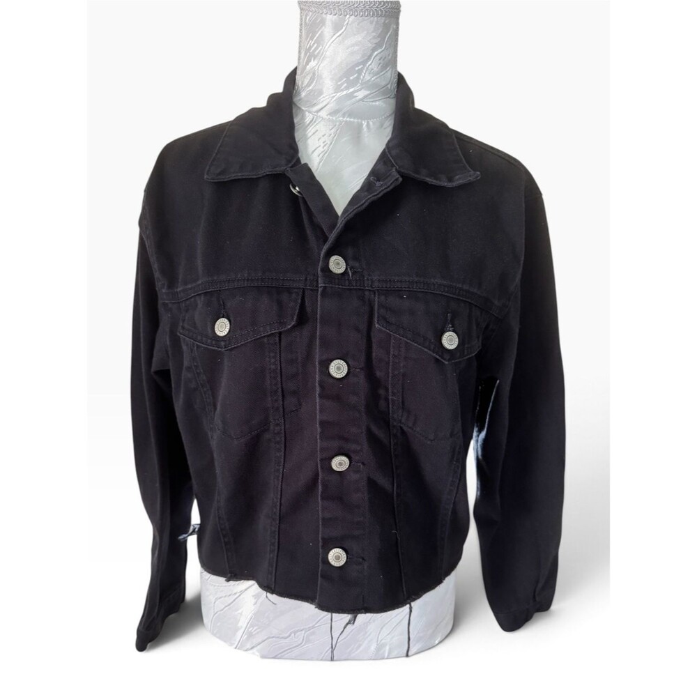 John Galt (Brandy Melville) black cropped denim trucker jacket